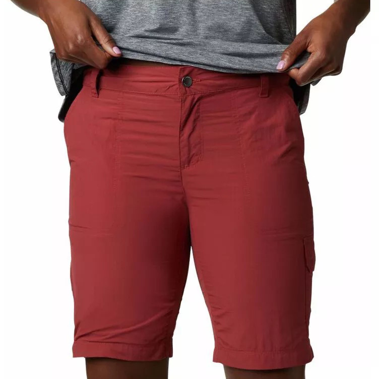 Bermuda vermelha com bolso e barra dobrada