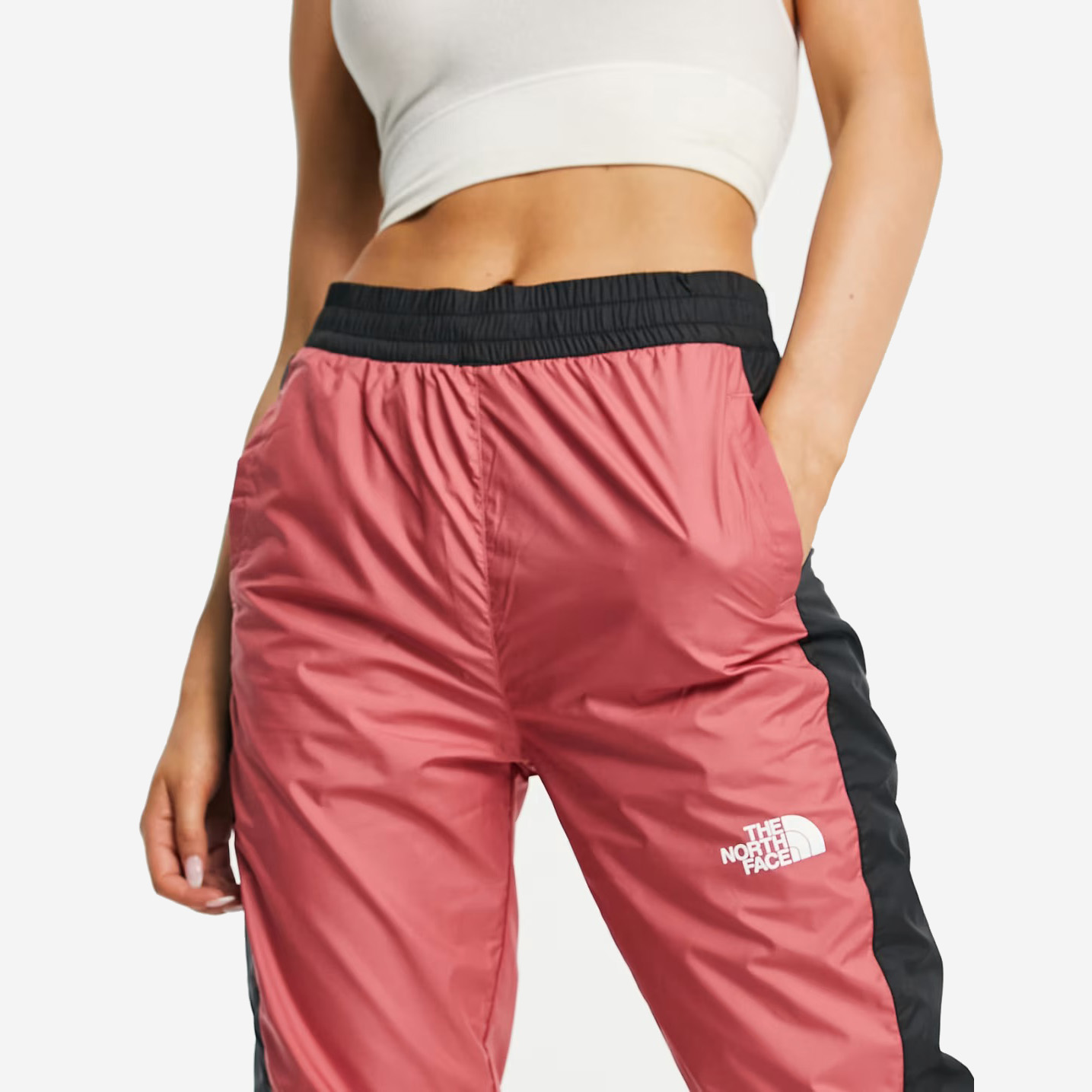 Calças rosa e preto com logótipo branco The North Face