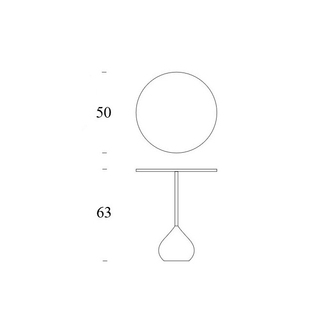 desenho técnico de mesa suspensa com dimensões