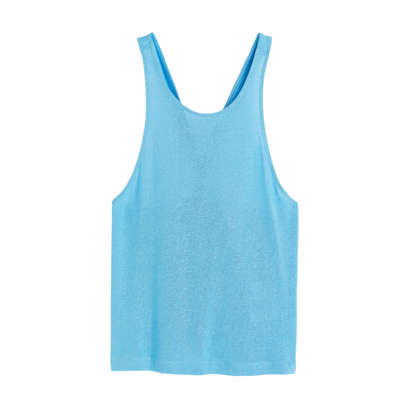 Camisola de alças azul claro com decote redondo