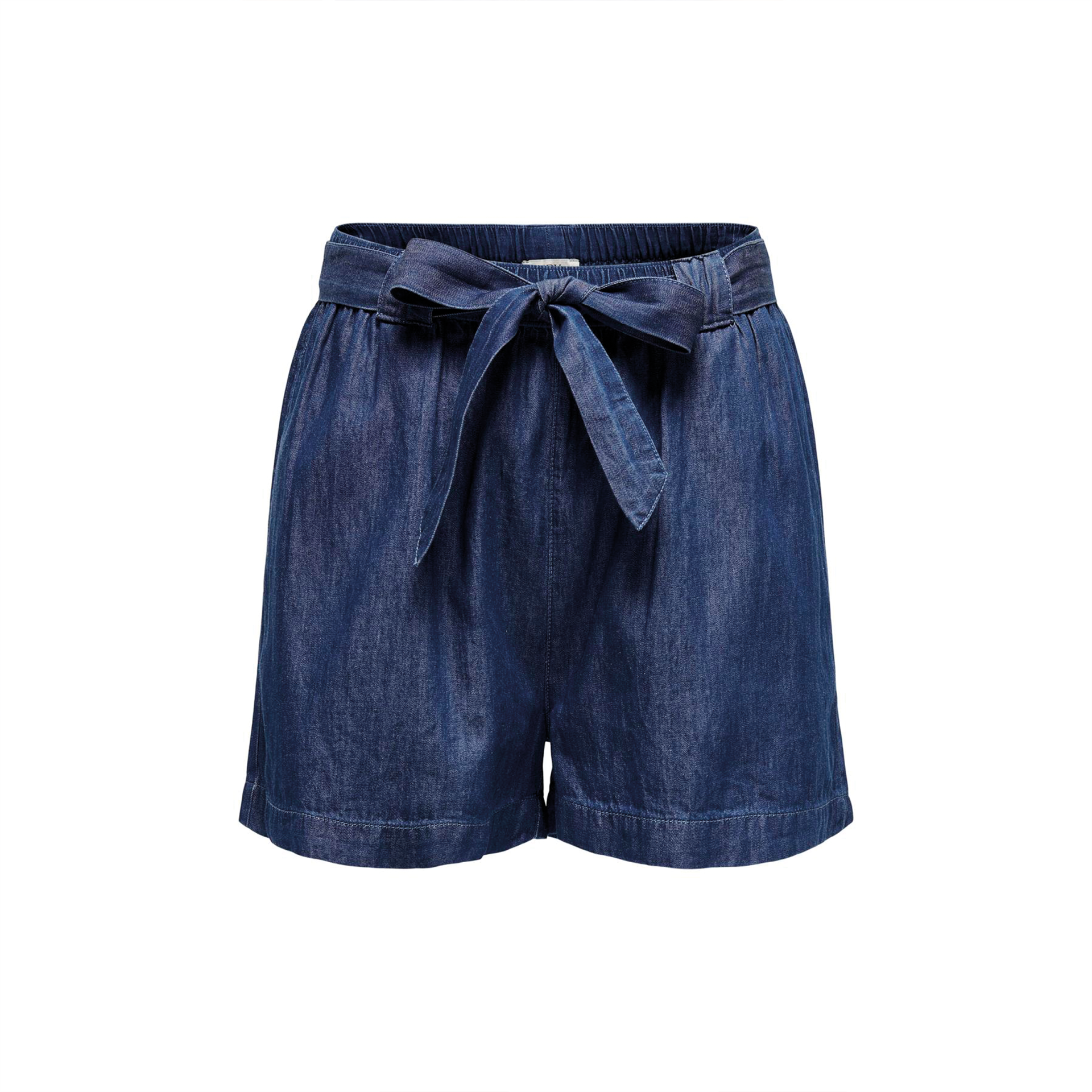 Calções de ganga azul escuro com cinto de tecido