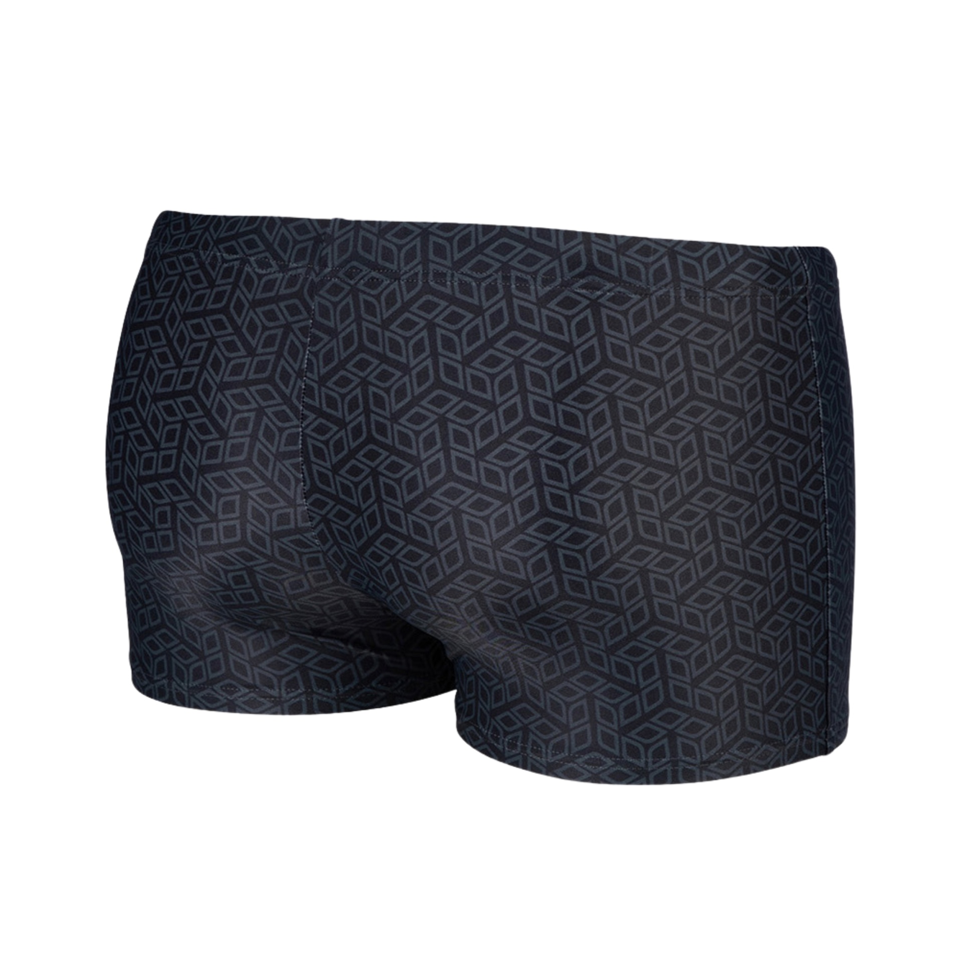 Cuecas de banho masculinas com padrão geométrico cinzento