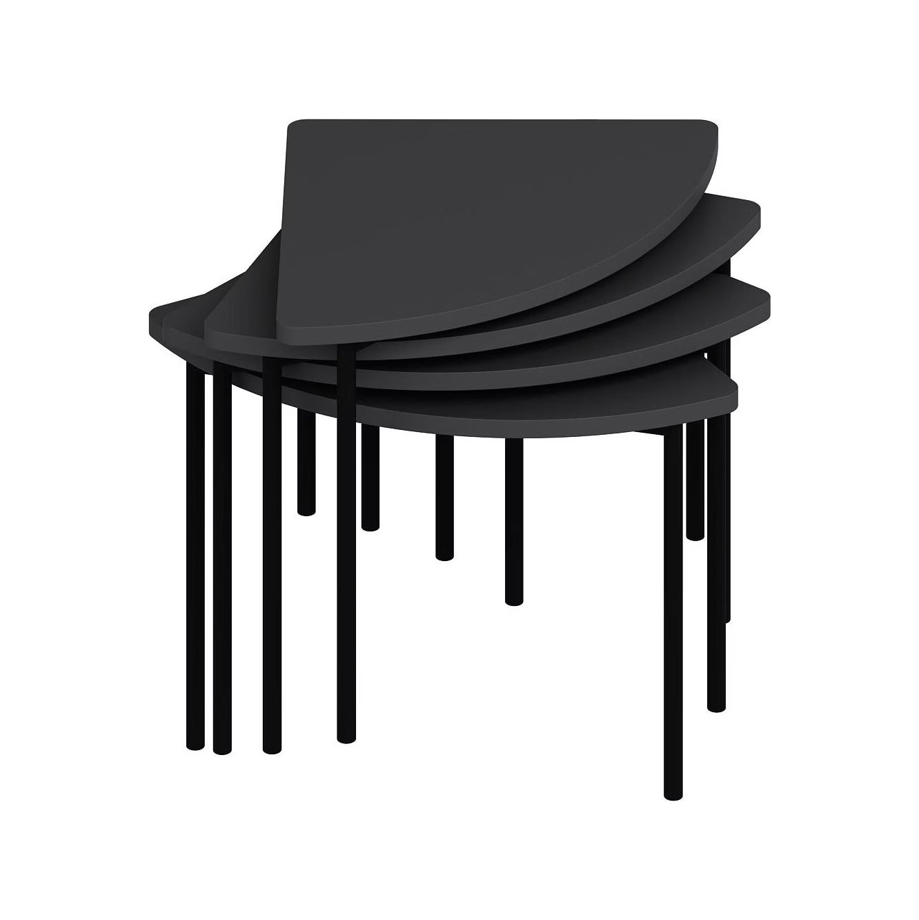 Conjunto de mesas de apoio pretas empilhadas