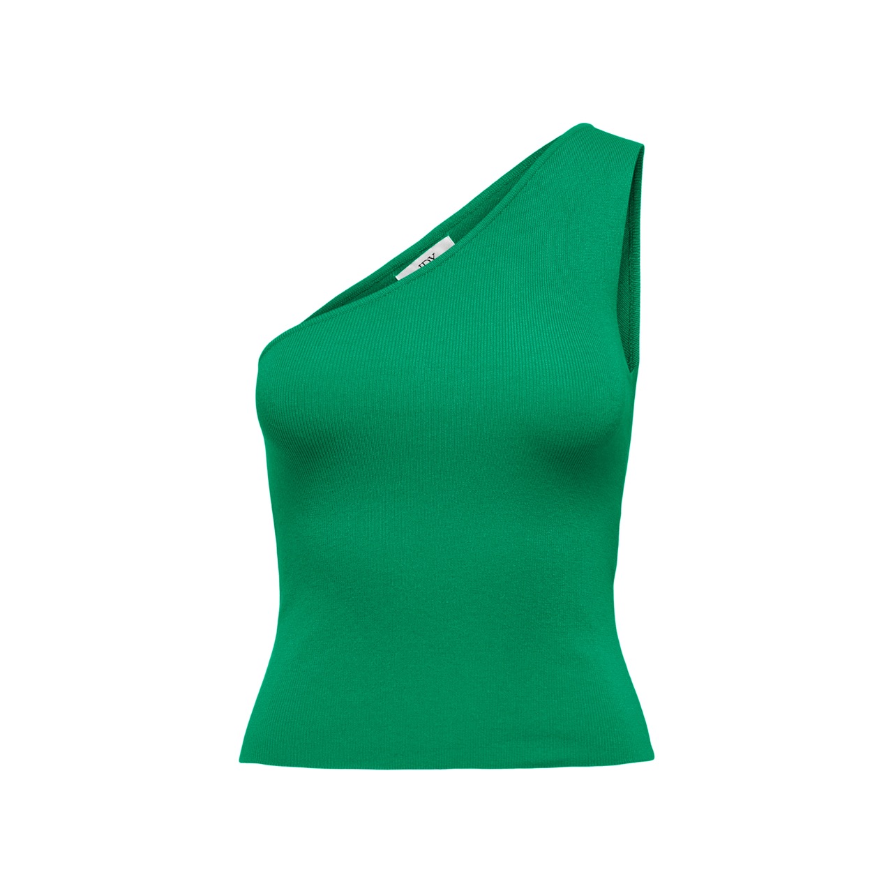 Top feminino verde de malha assimétrico de um ombro