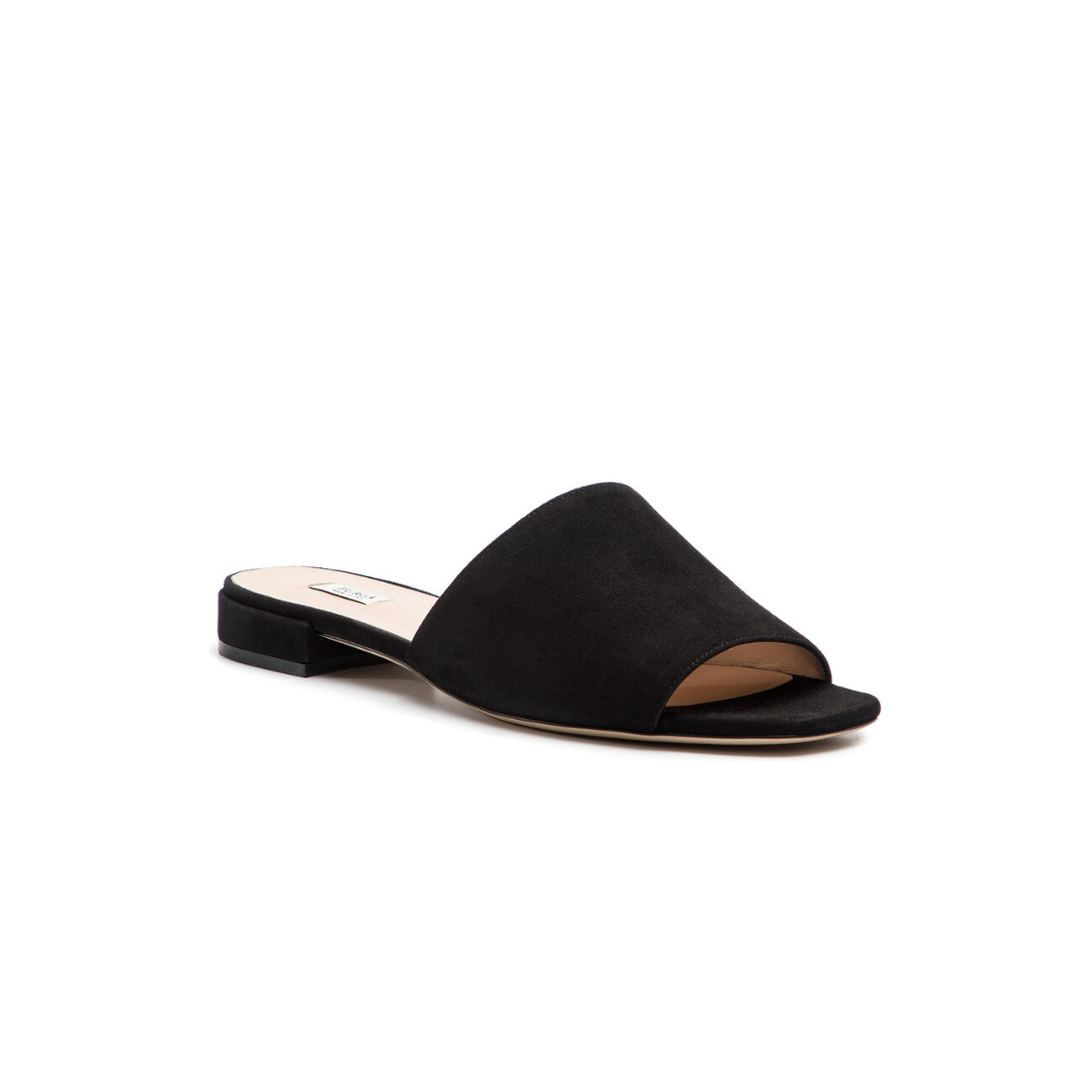 Sandália preta tipo mule com salto baixo