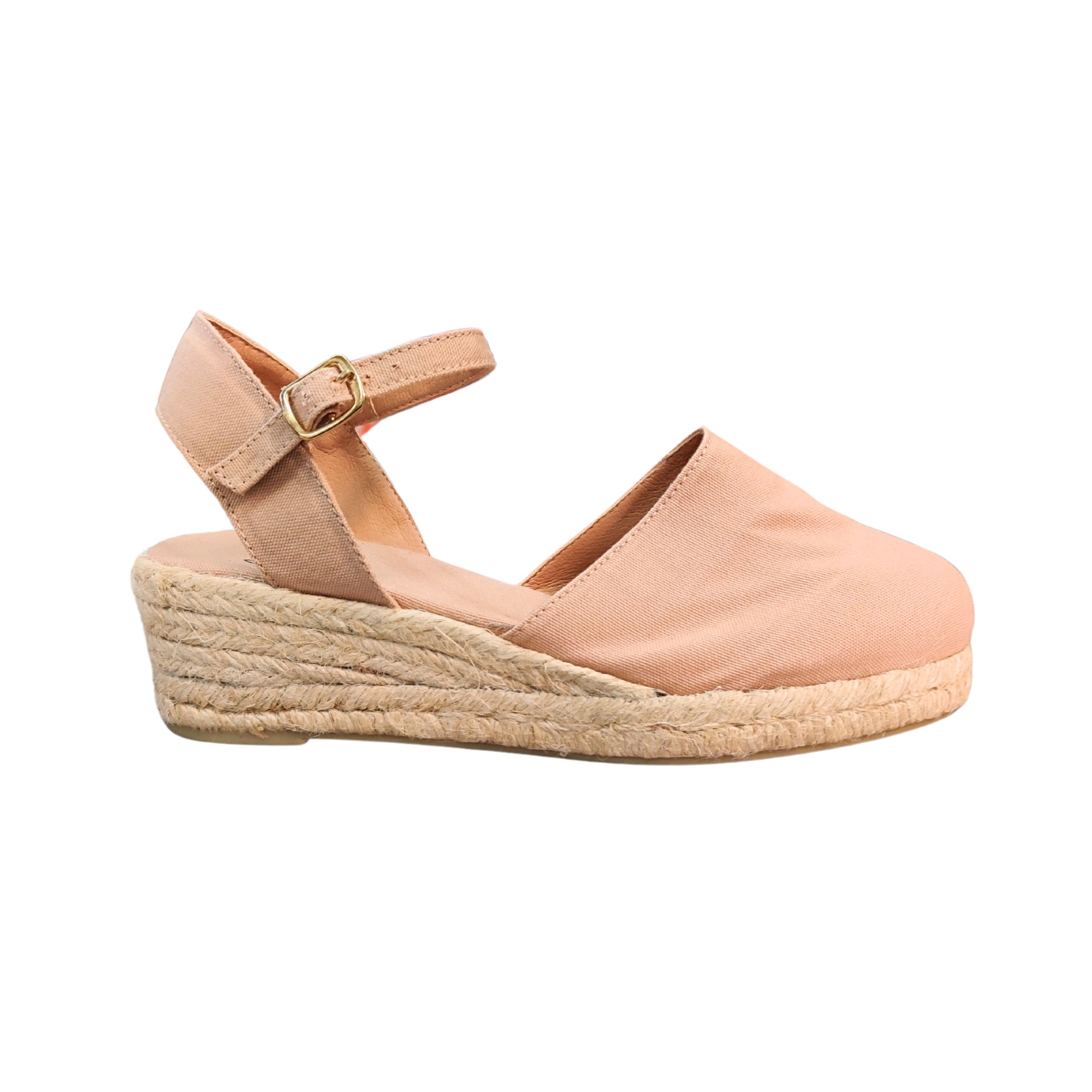 Sandália alpercata cor de rosa claro com sola de corda e tira ajustável