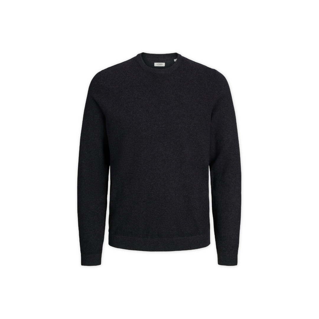 Camisola preta de malha com gola redonda