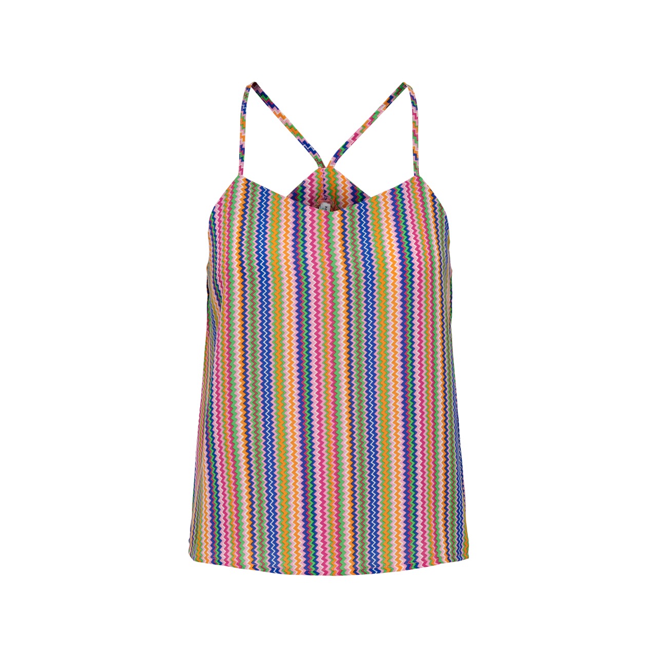 Top de alças finas riscas coloridas