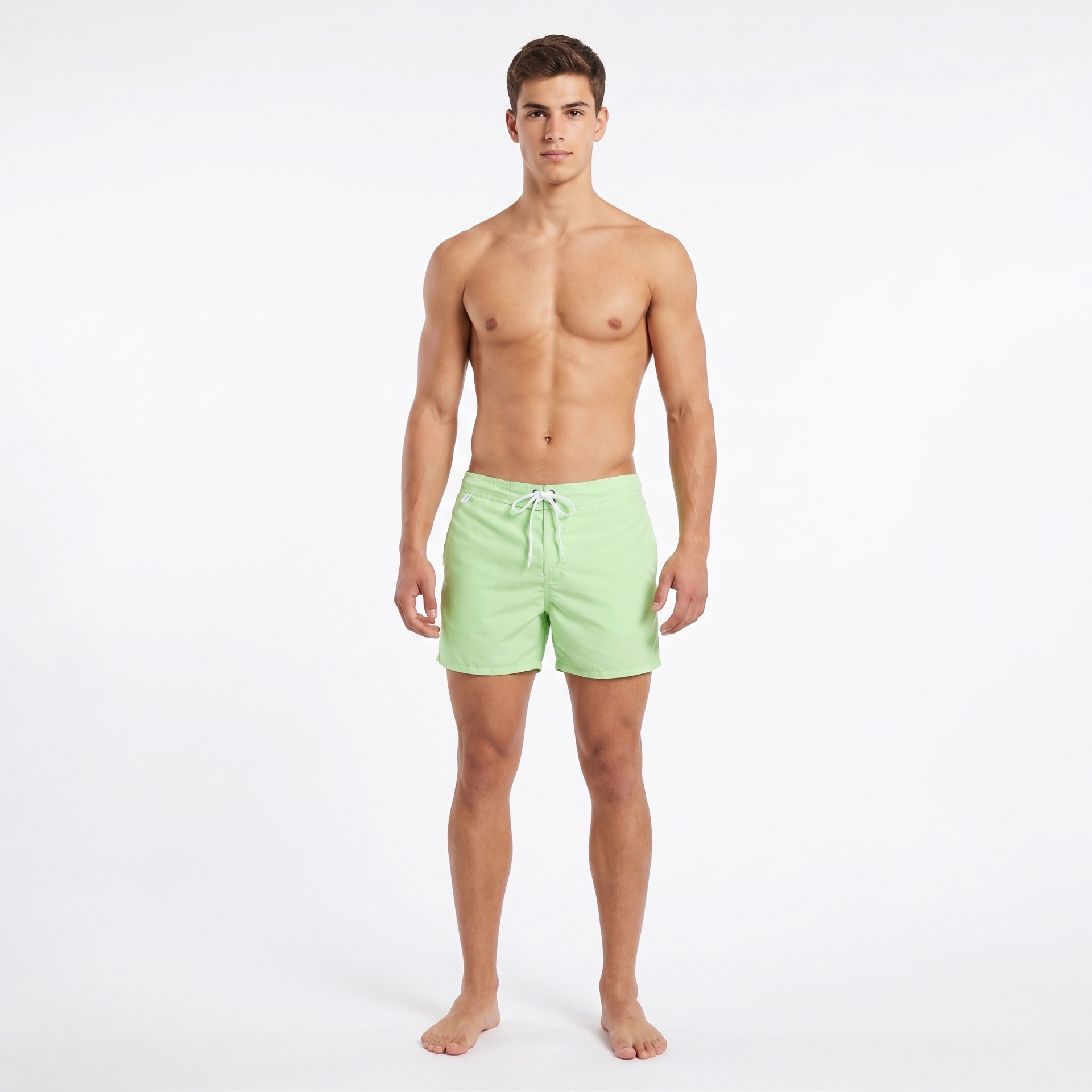 Calções de banho verdes claros para homem com cordão branco