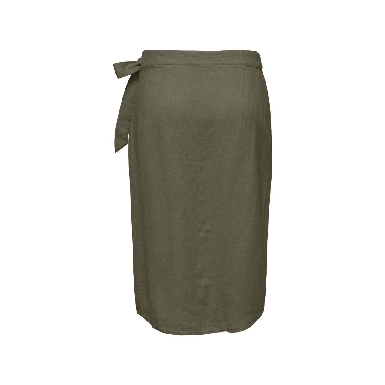 Saia midi verde oliva com amarração na cintura