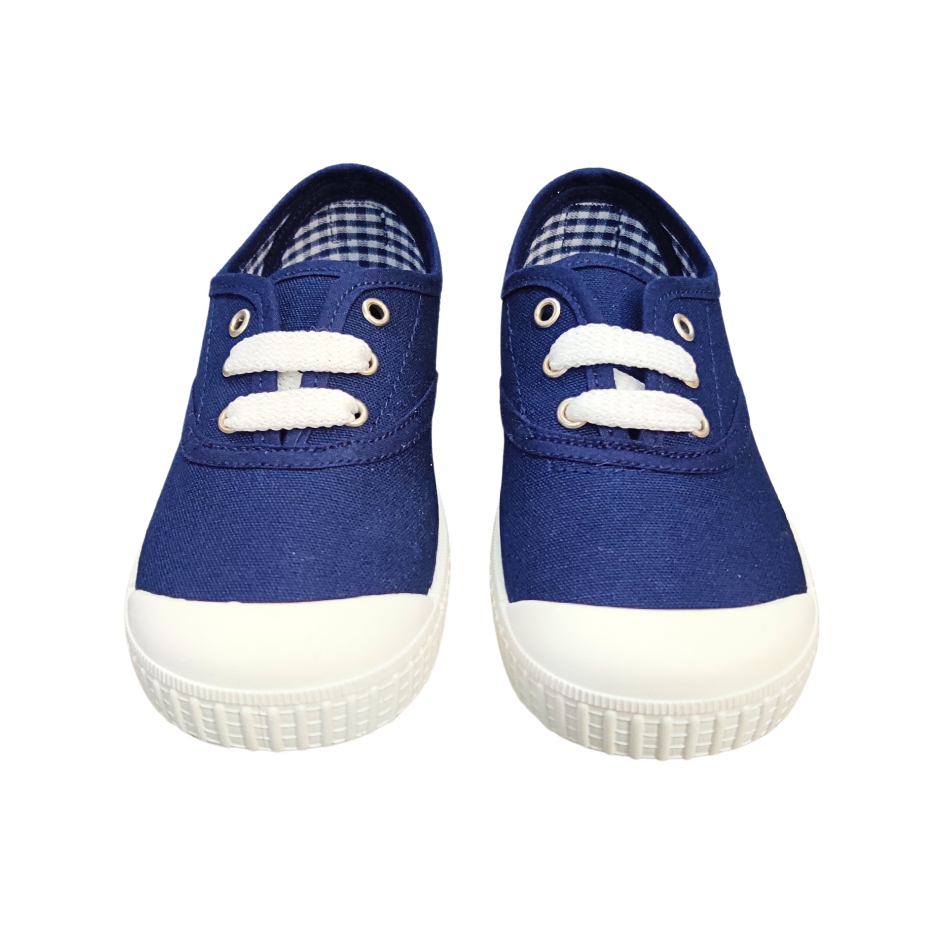 Sapatilhas azuis com sola branca e detalhes brancos