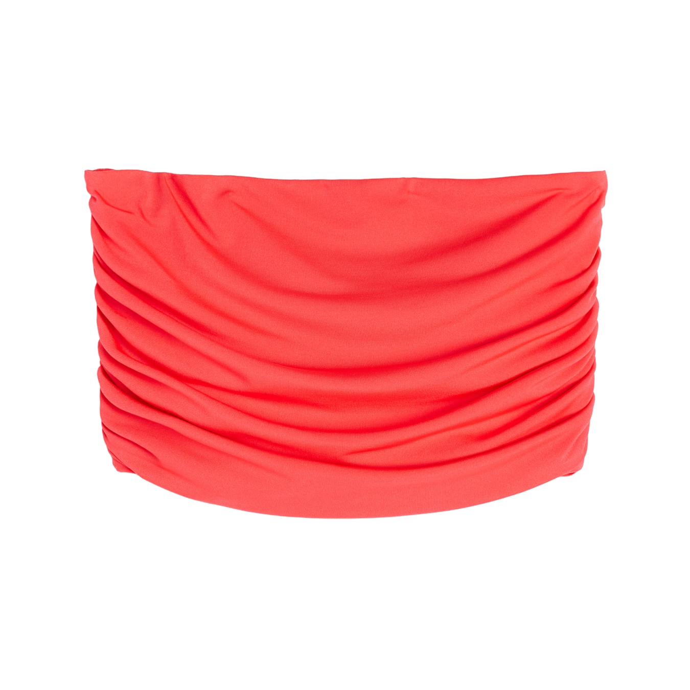 Top bandeau vermelho com tecido franzido
