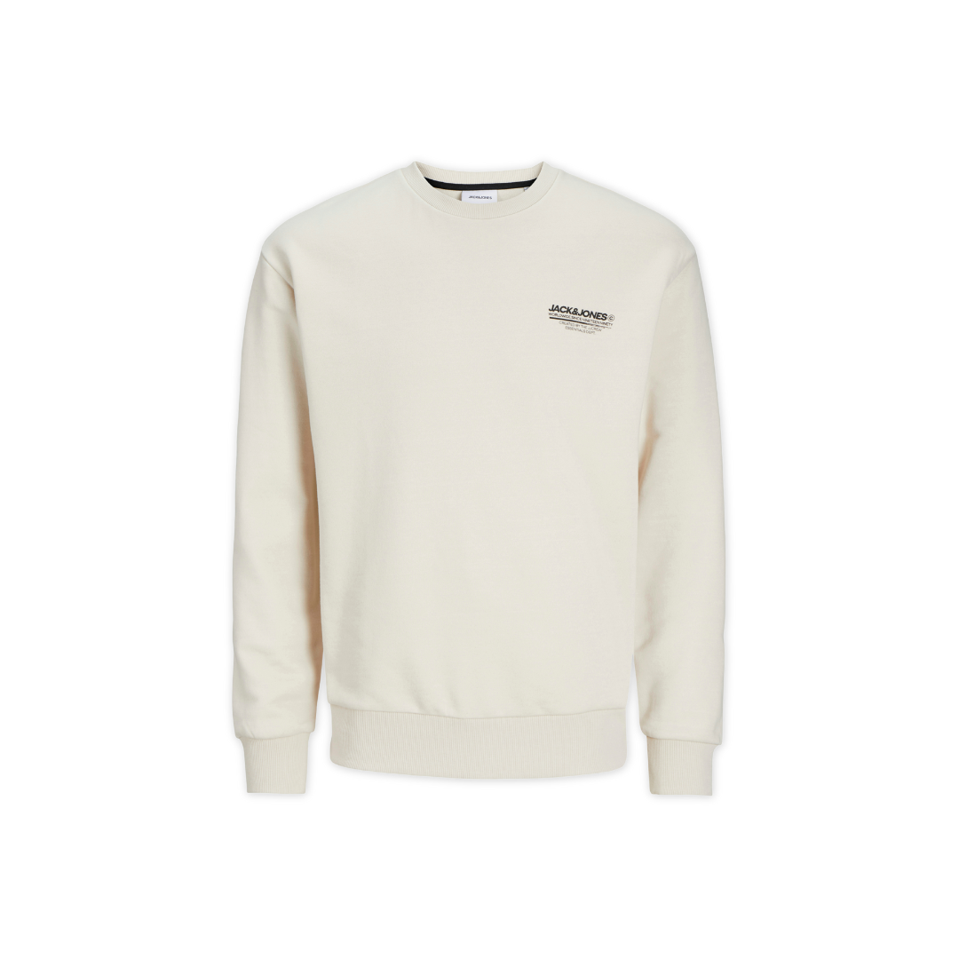 Sweatshirt bege claro com texto Jack & Jones preto no peito