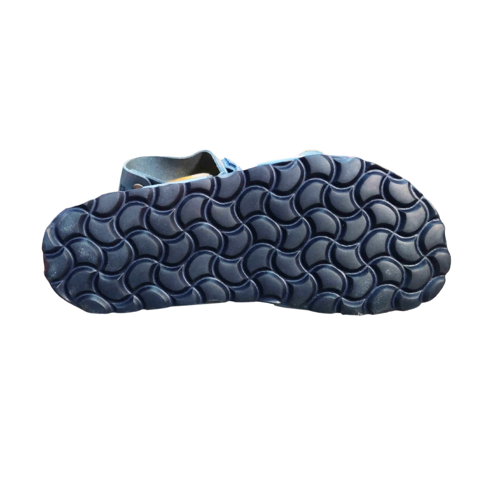 Sola azul escura de calçado com padrão ondulado
