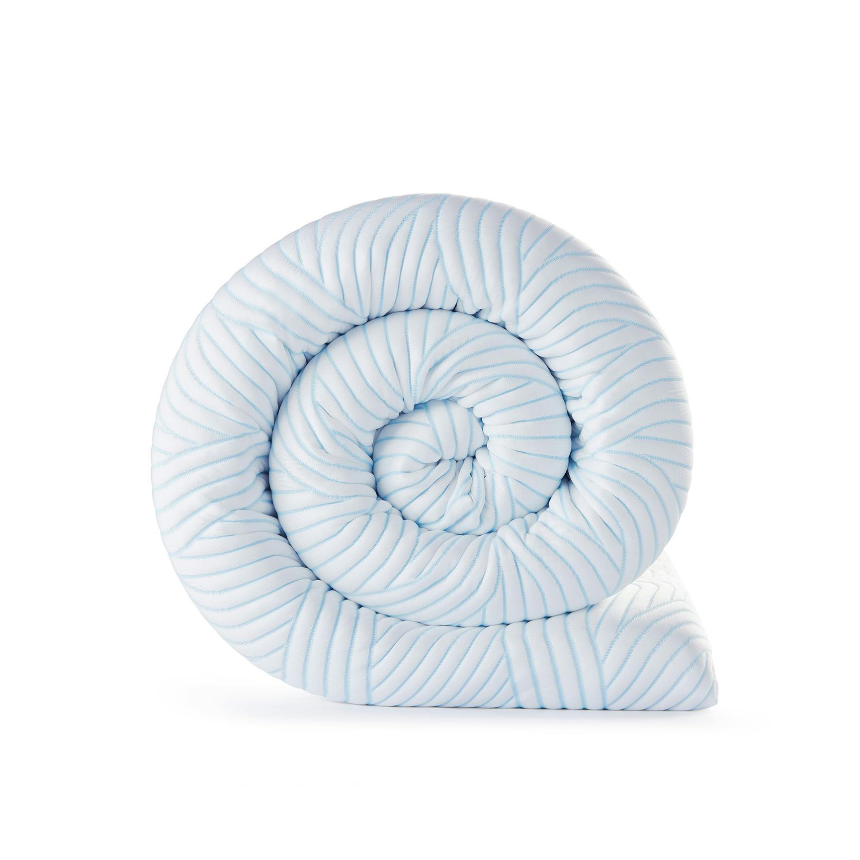 Colchão enrolado com padrão azul e branco