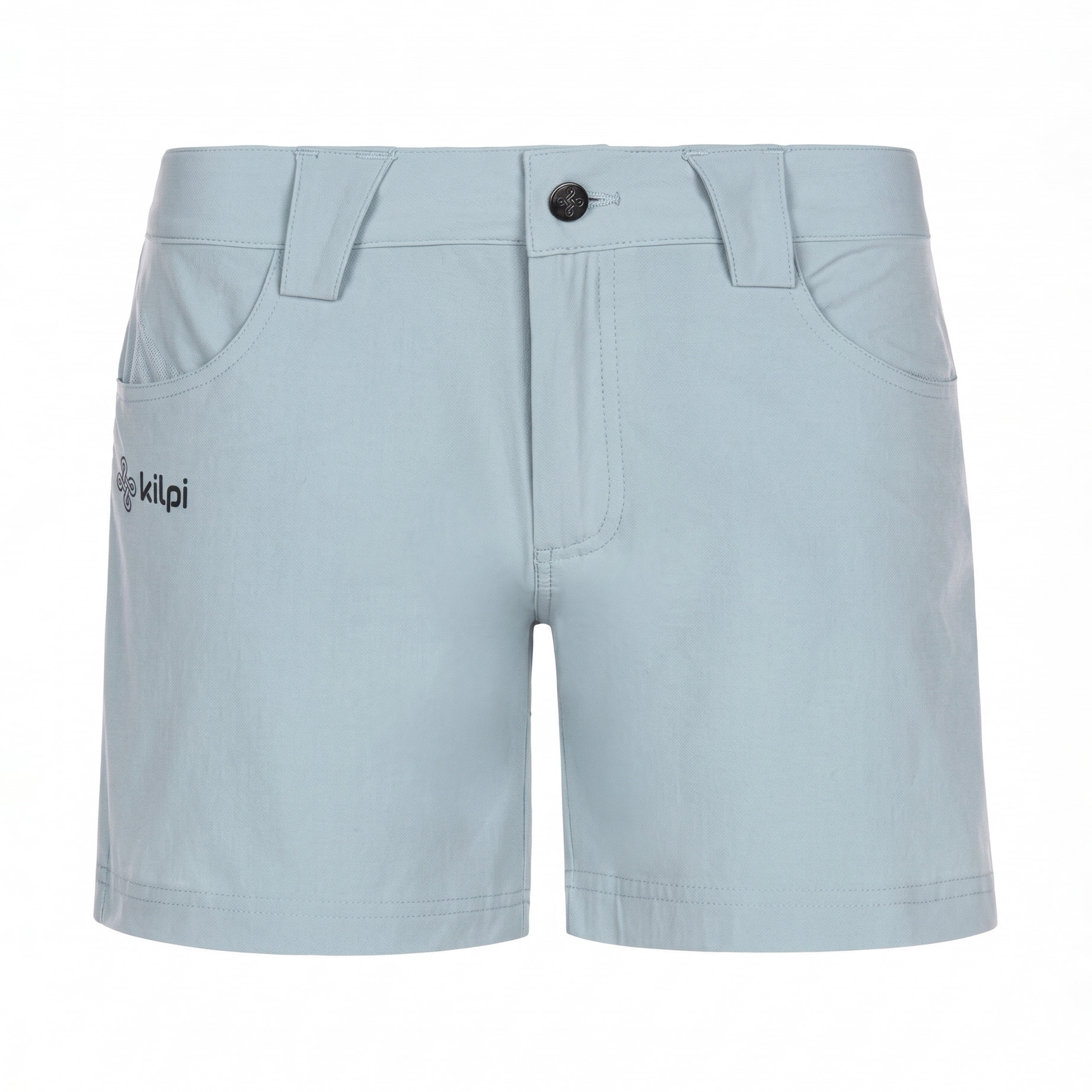 Calções curtos azuis claros com bolsos e botão, marca kilpi