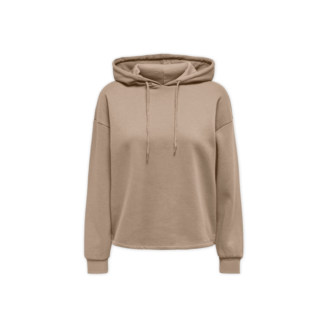 Sweatshirt bege com capuz e cordão ajustável