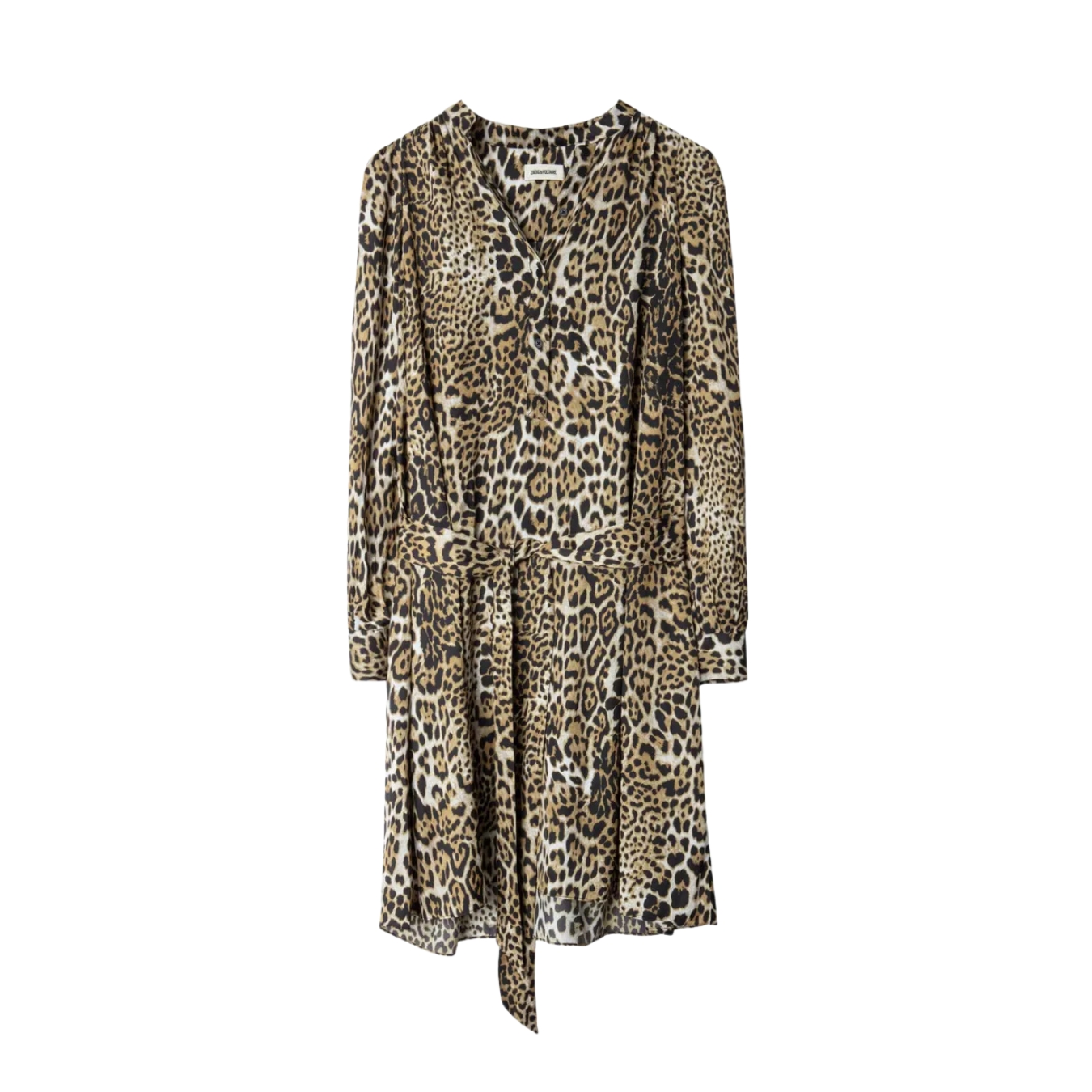Vestido com padrão animal print e cinto no mesmo tecido