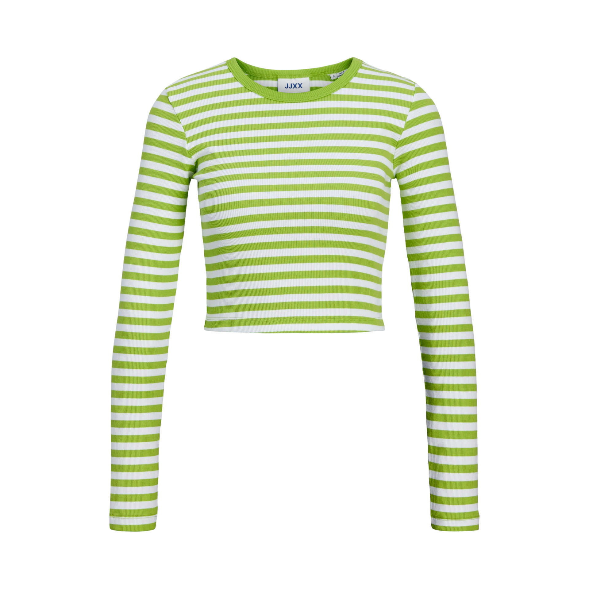 Camisola de riscas verdes e brancas de manga comprida