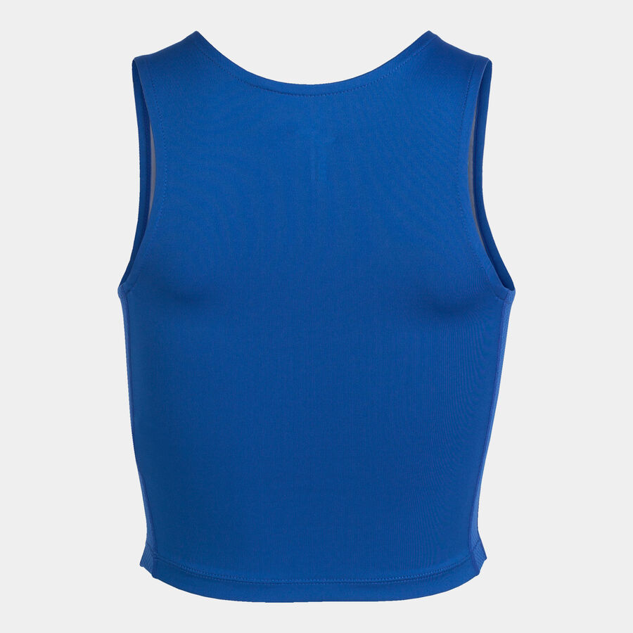 Top cropped azul visto de costas