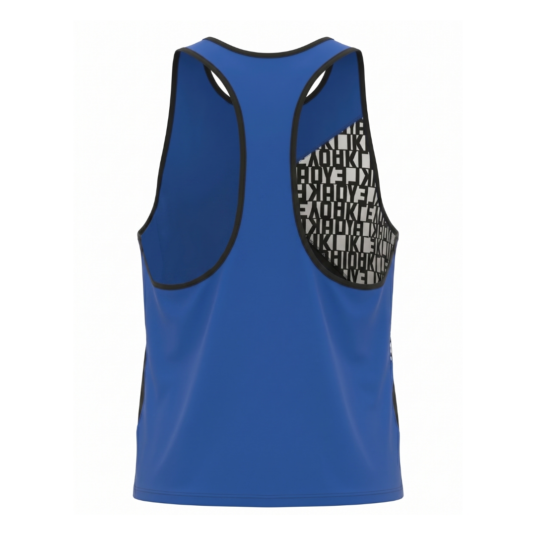 camisola desportiva azul vista de costas