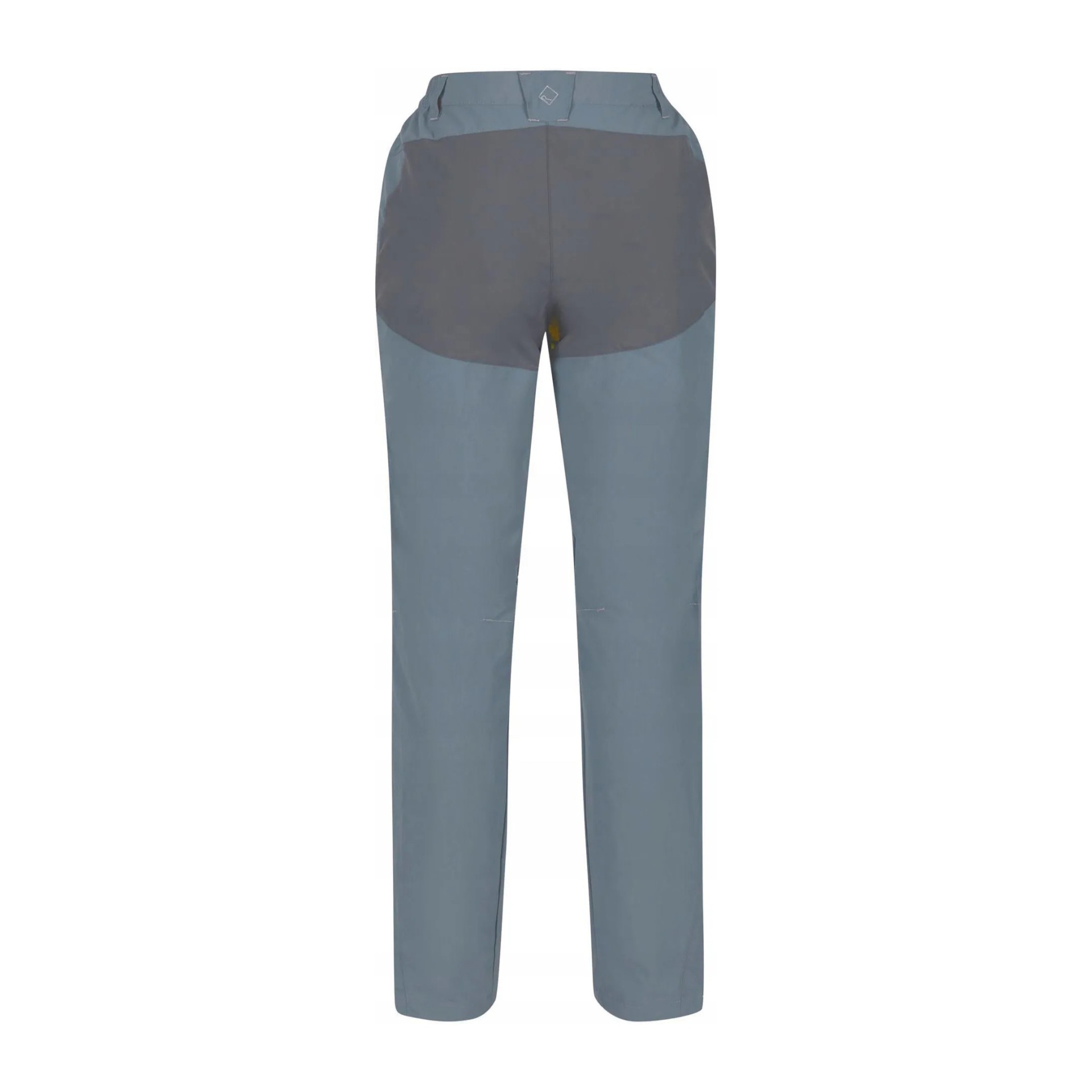 Calças cinzentas com reforço cinzento escuro na parte superior traseira