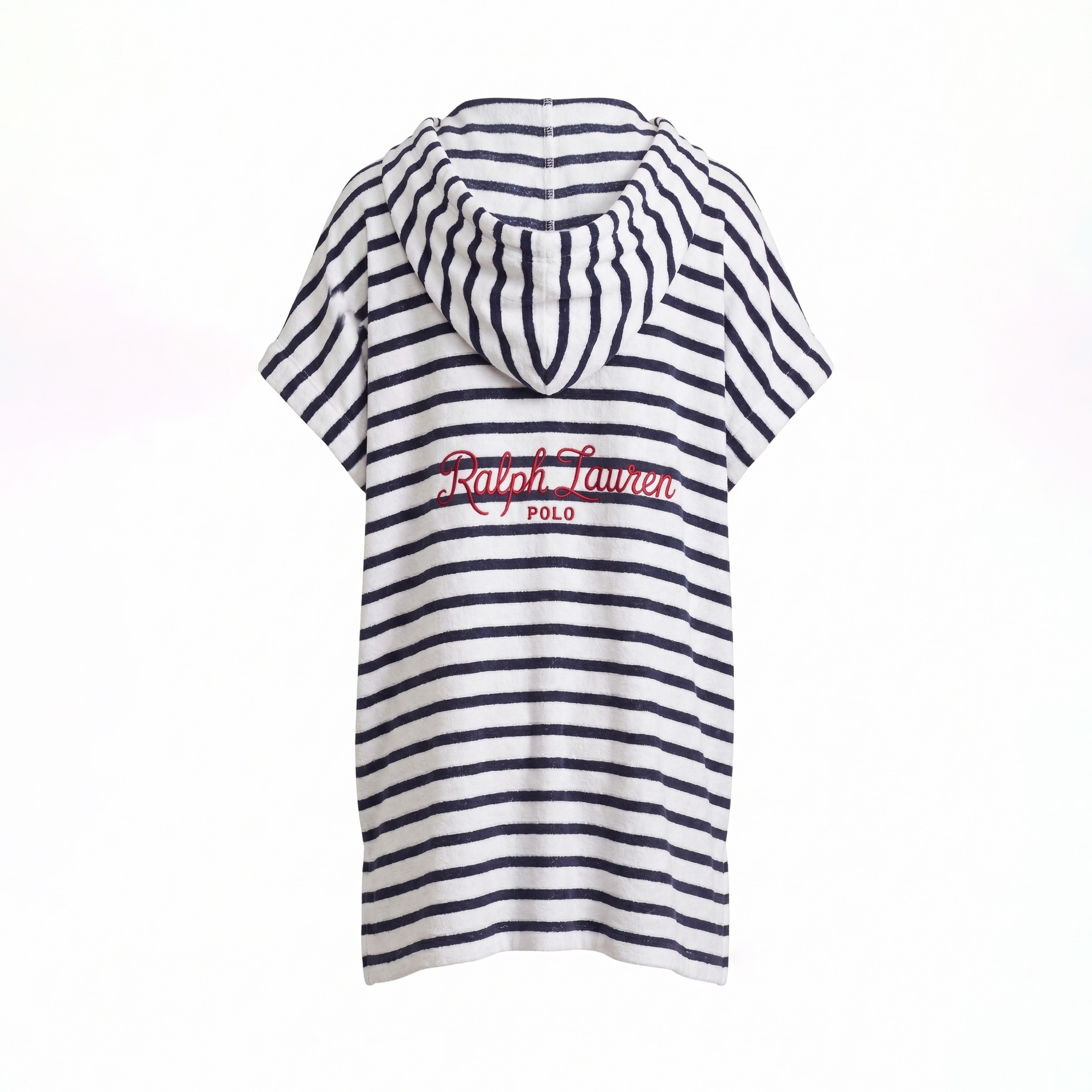 Poncho listrado Ralph Lauren Polo branco e azul com capuz