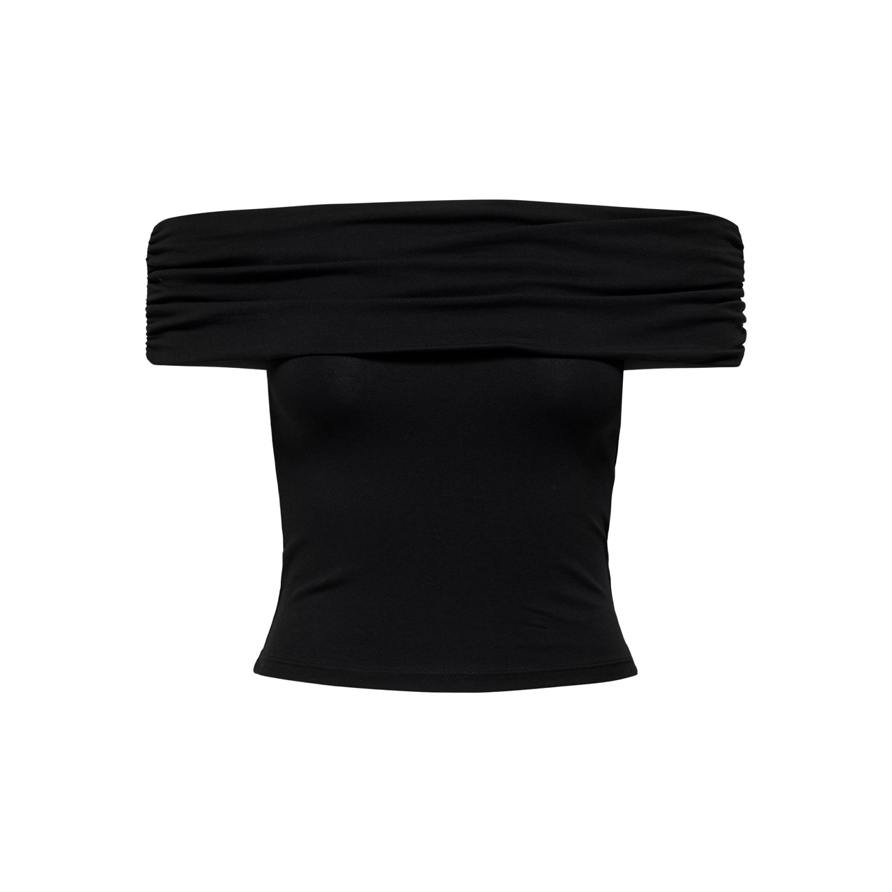 Top feminino preto sem alças com detalhe franzido