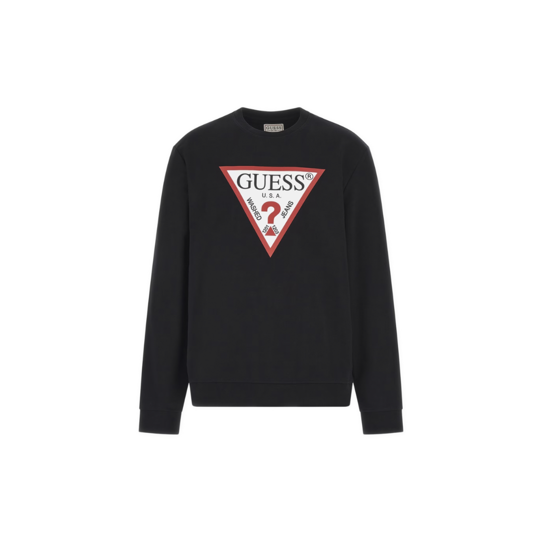 Sweatshirt preta da Guess com logotipo triangular na frente