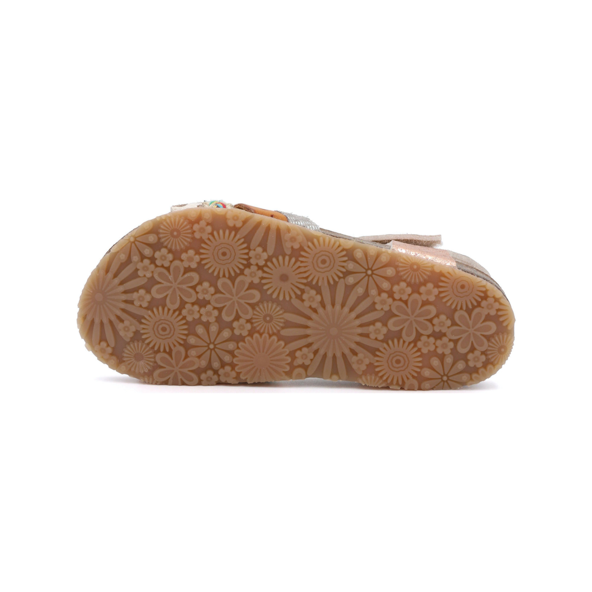 Sola de sandália infantil com padrão floral em relevo