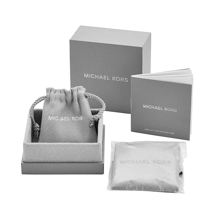 Embalagem de produto Michael Kors cinzenta com saco, caixa e manual