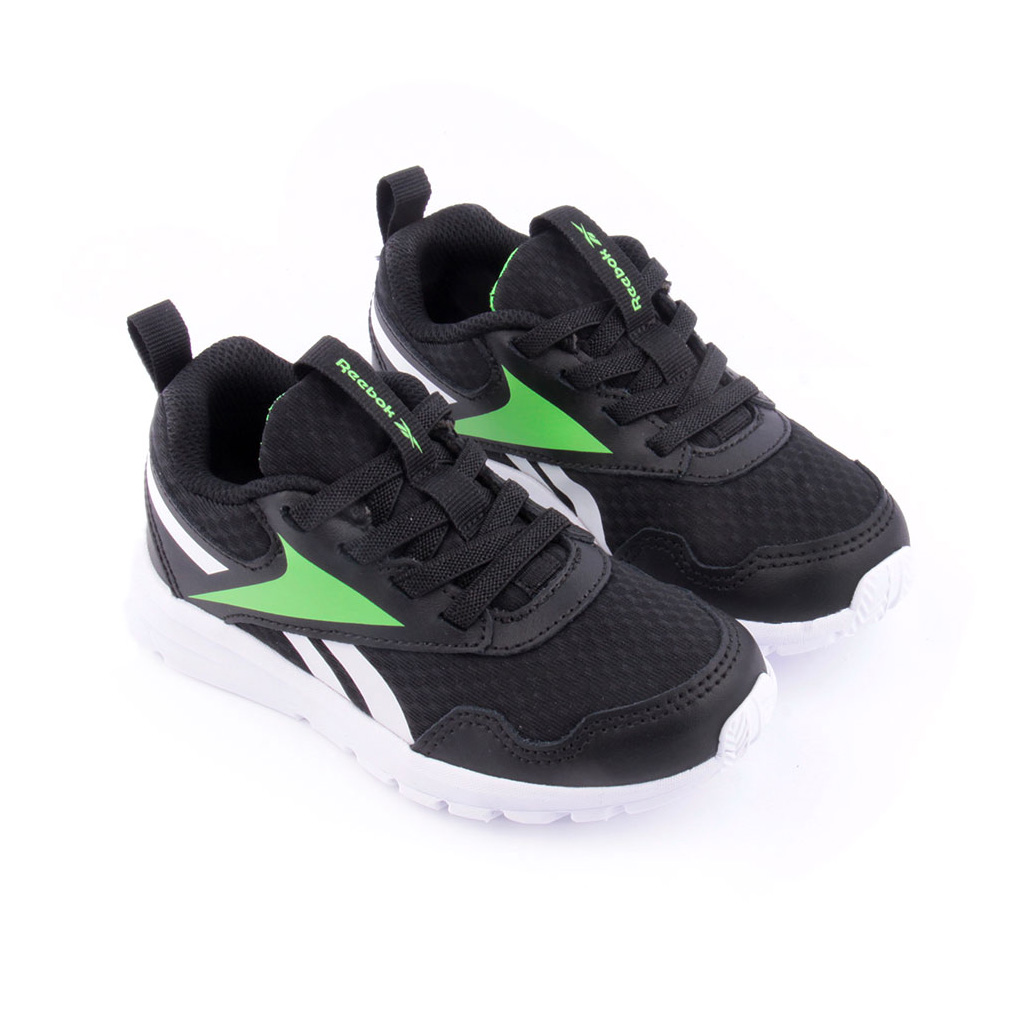 Sapatilhas desportivas pretas com detalhes verdes e brancos