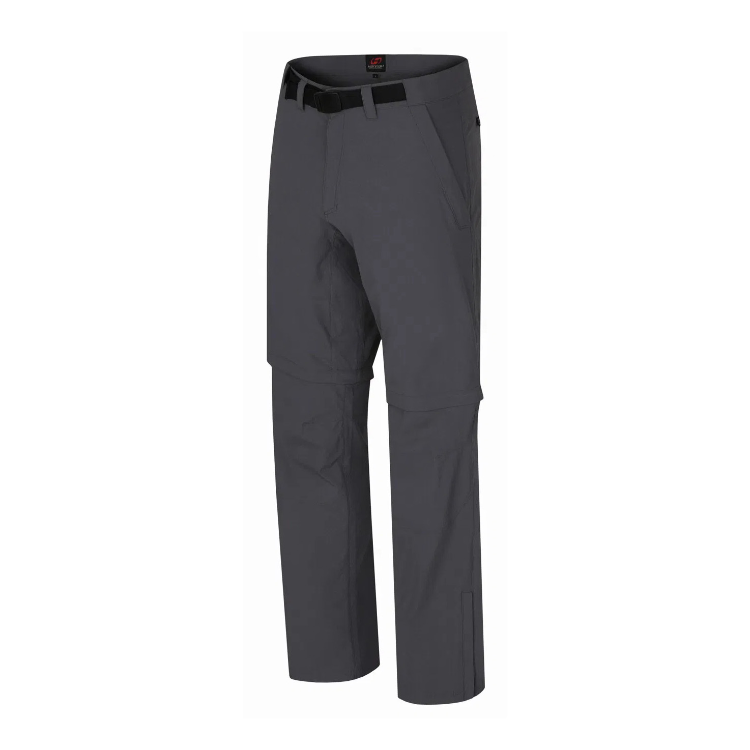 Calças cinzentas com pernas destacáveis e bolso lateral