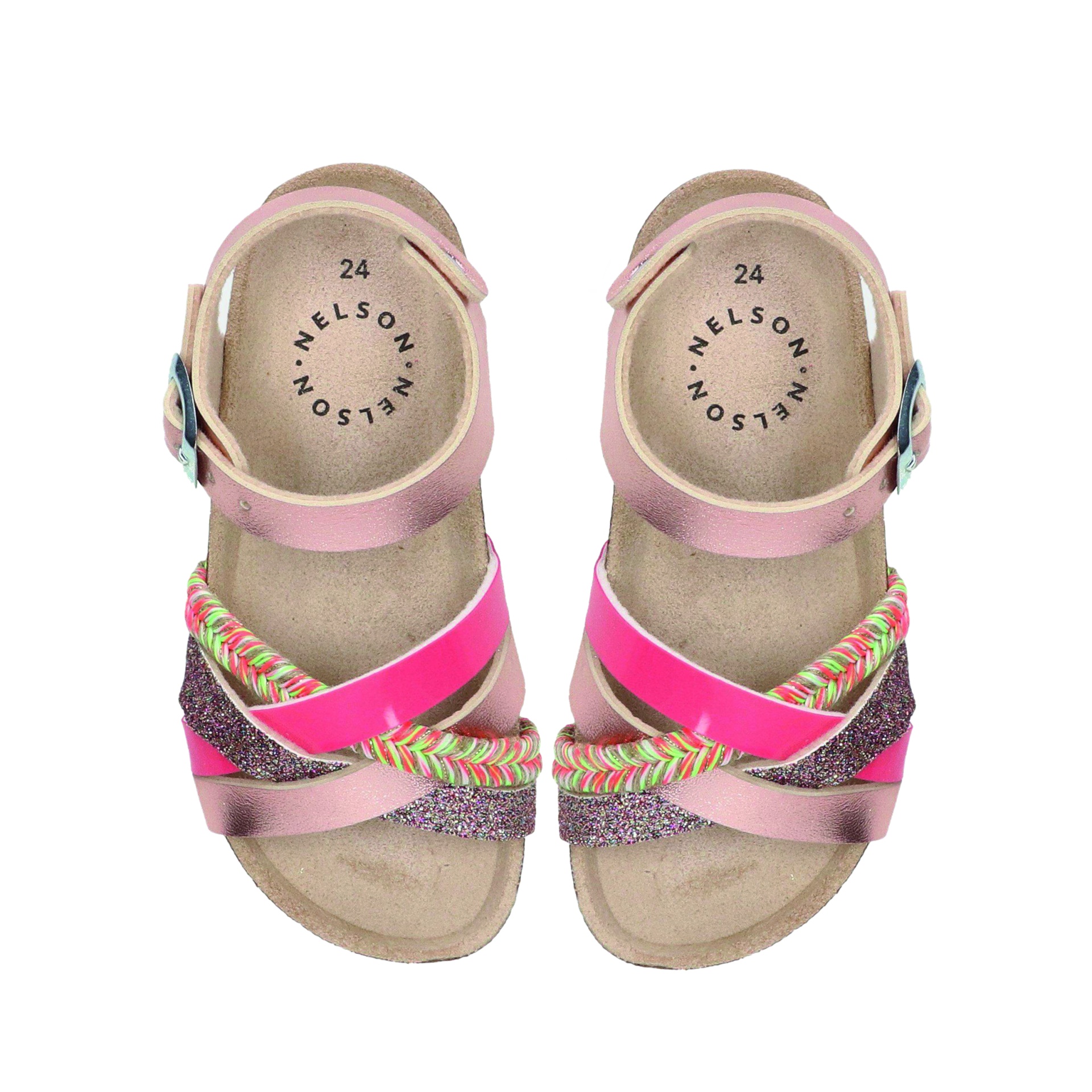 Sandálias infantis rosa e multicoloridas NELSON, tamanho 24