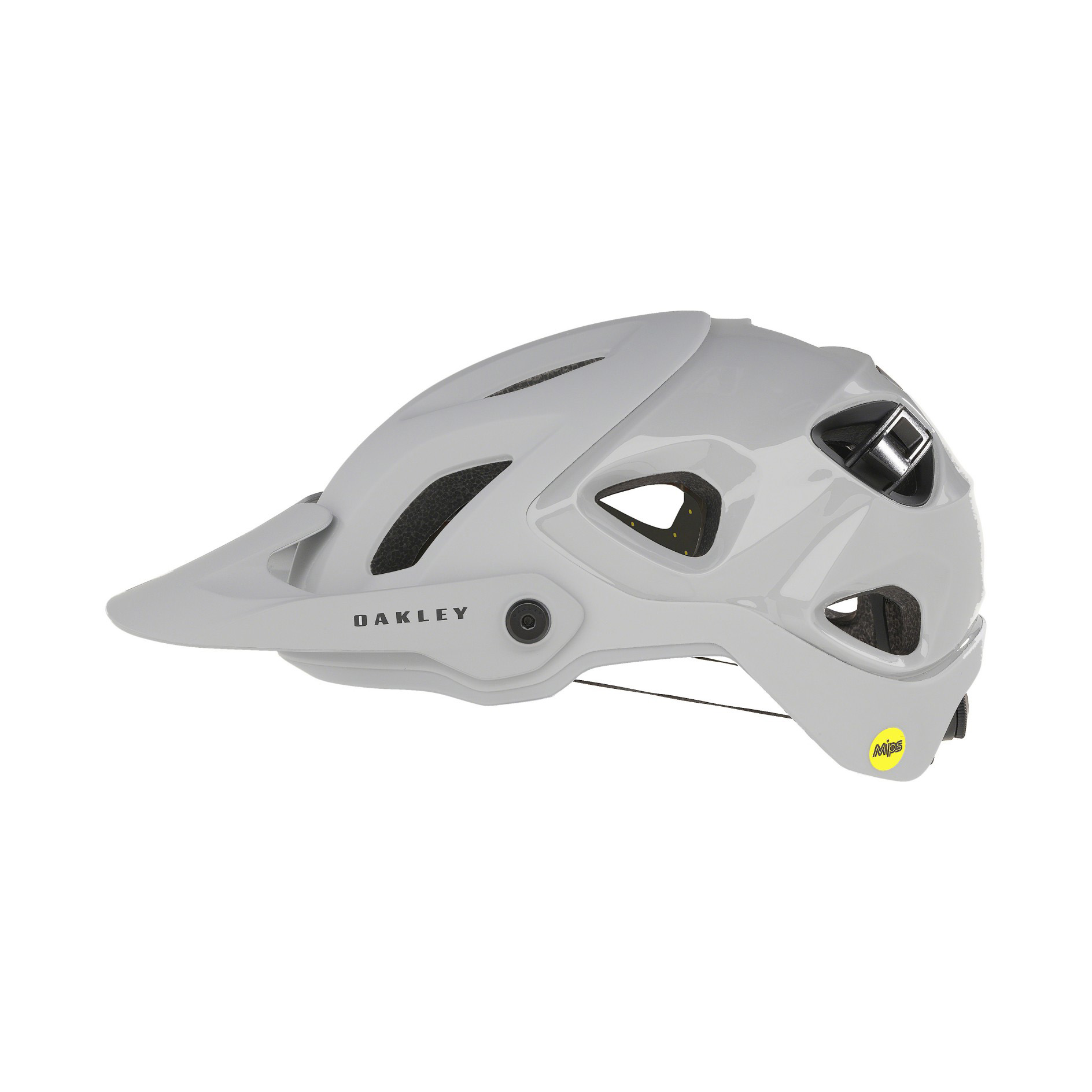 Capacete cinza para ciclismo com viseira e ventilação