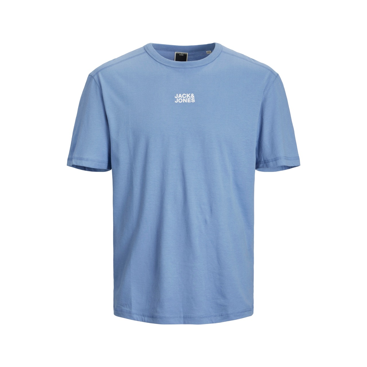 T-shirt azul claro com texto branco JACK & JONES