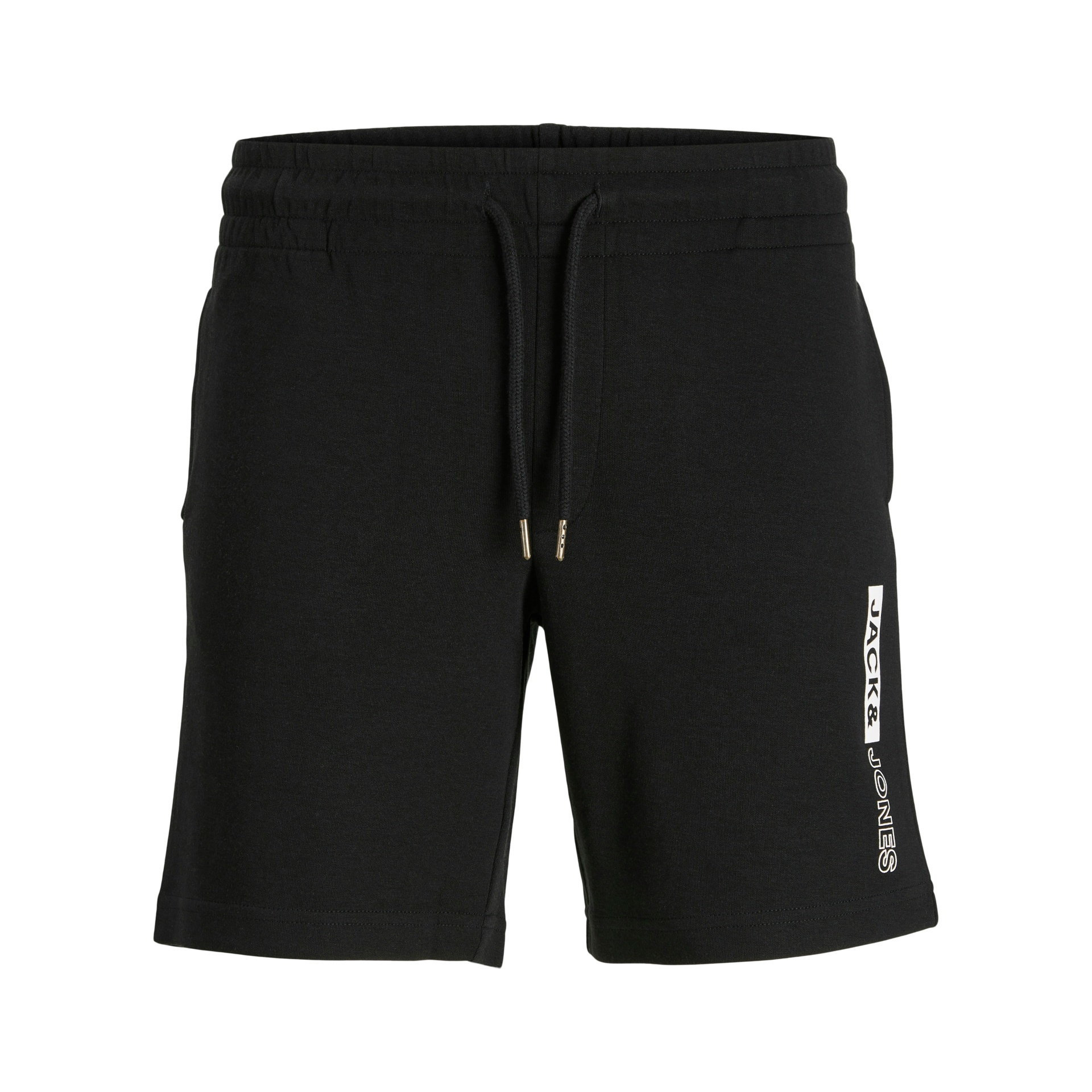Calções pretos com cordão e logo JACK & JONES