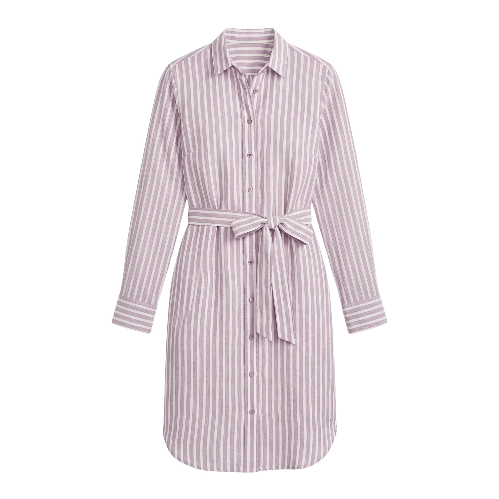 Vestido camisola riscas lilás e branco com cinto