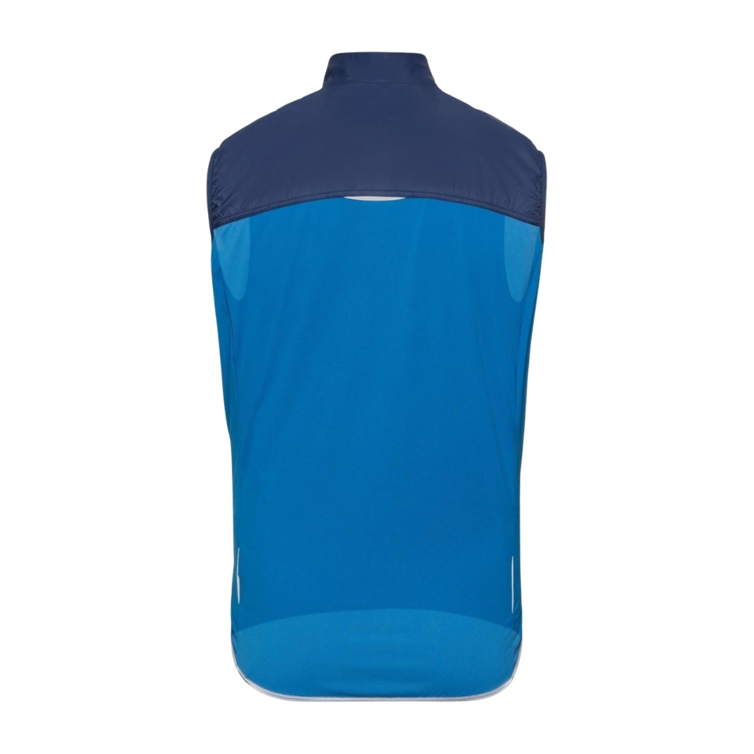 Colete desportivo azul visto de costas