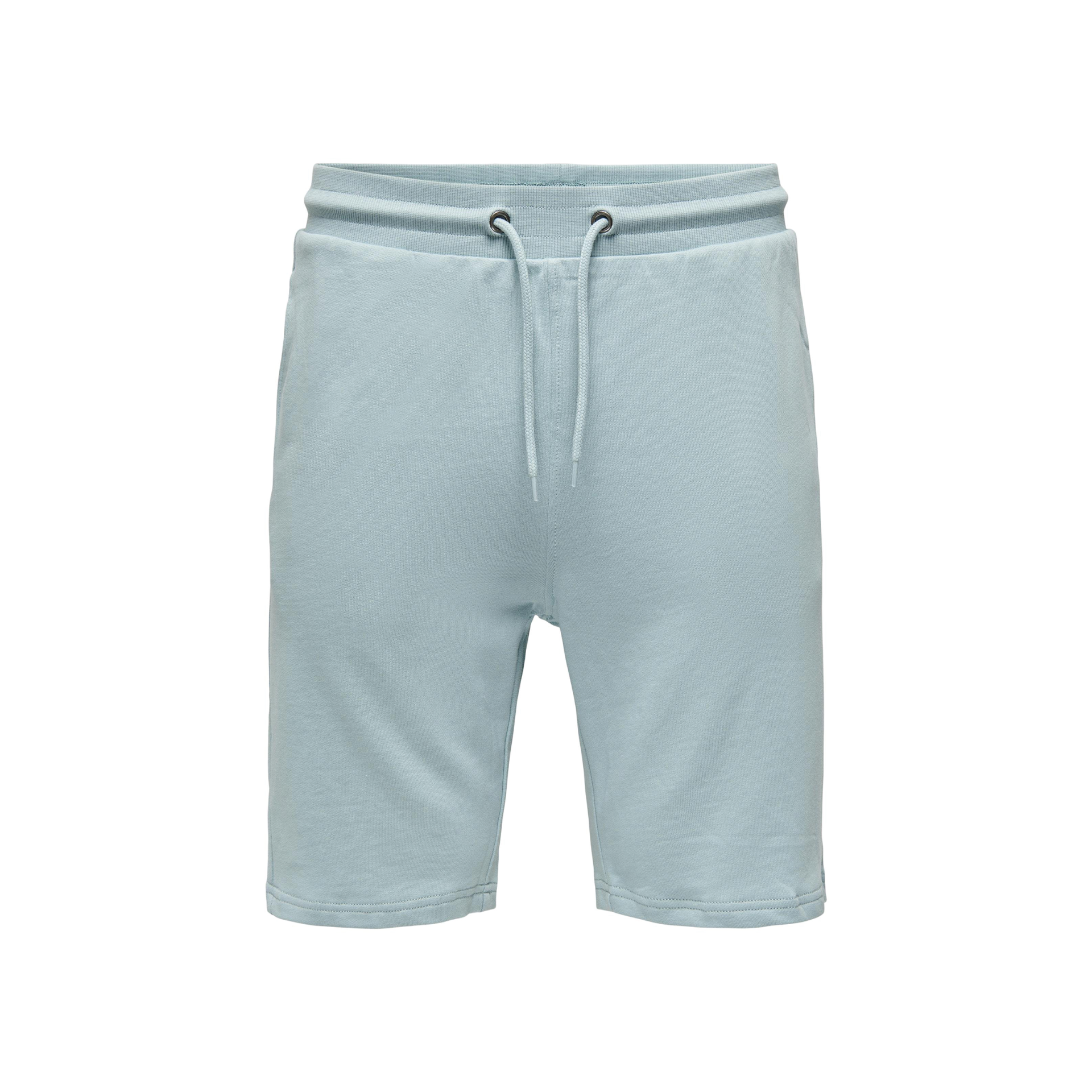 Calções azuis claros com cordão ajustável