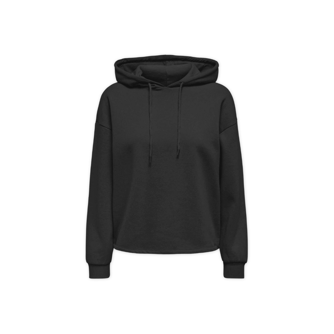 Sweatshirt preta com capuz e mangas compridas