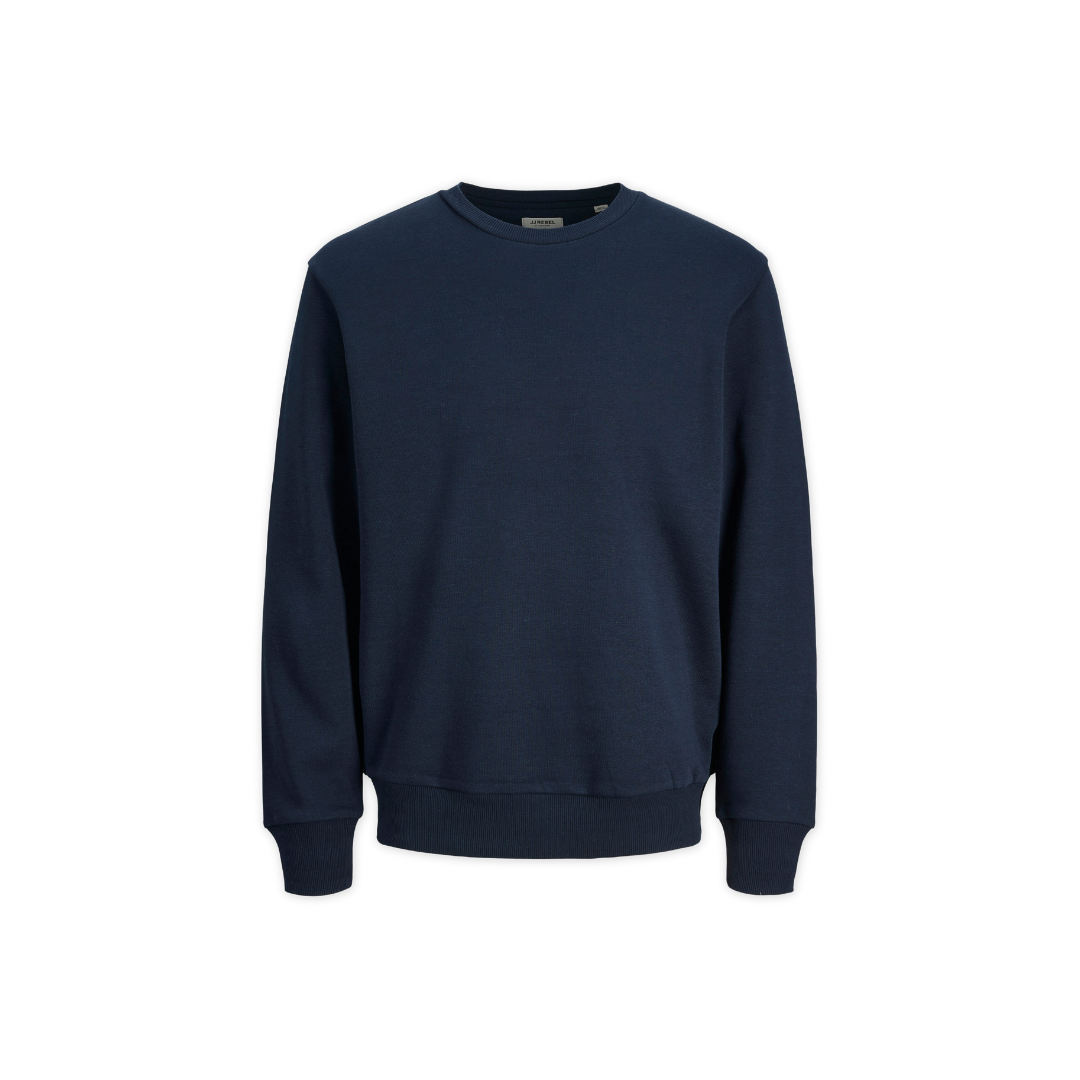 Sweatshirt azul escuro de manga comprida com gola redonda