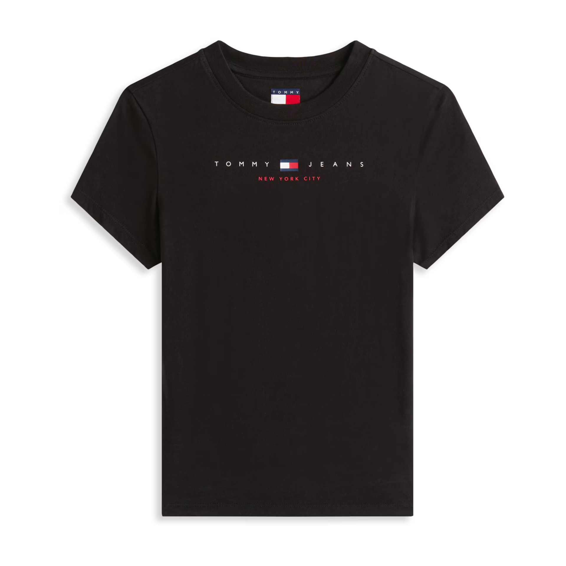 T-shirt preta com texto TOMMY JEANS e NEW YORK CITY no peito