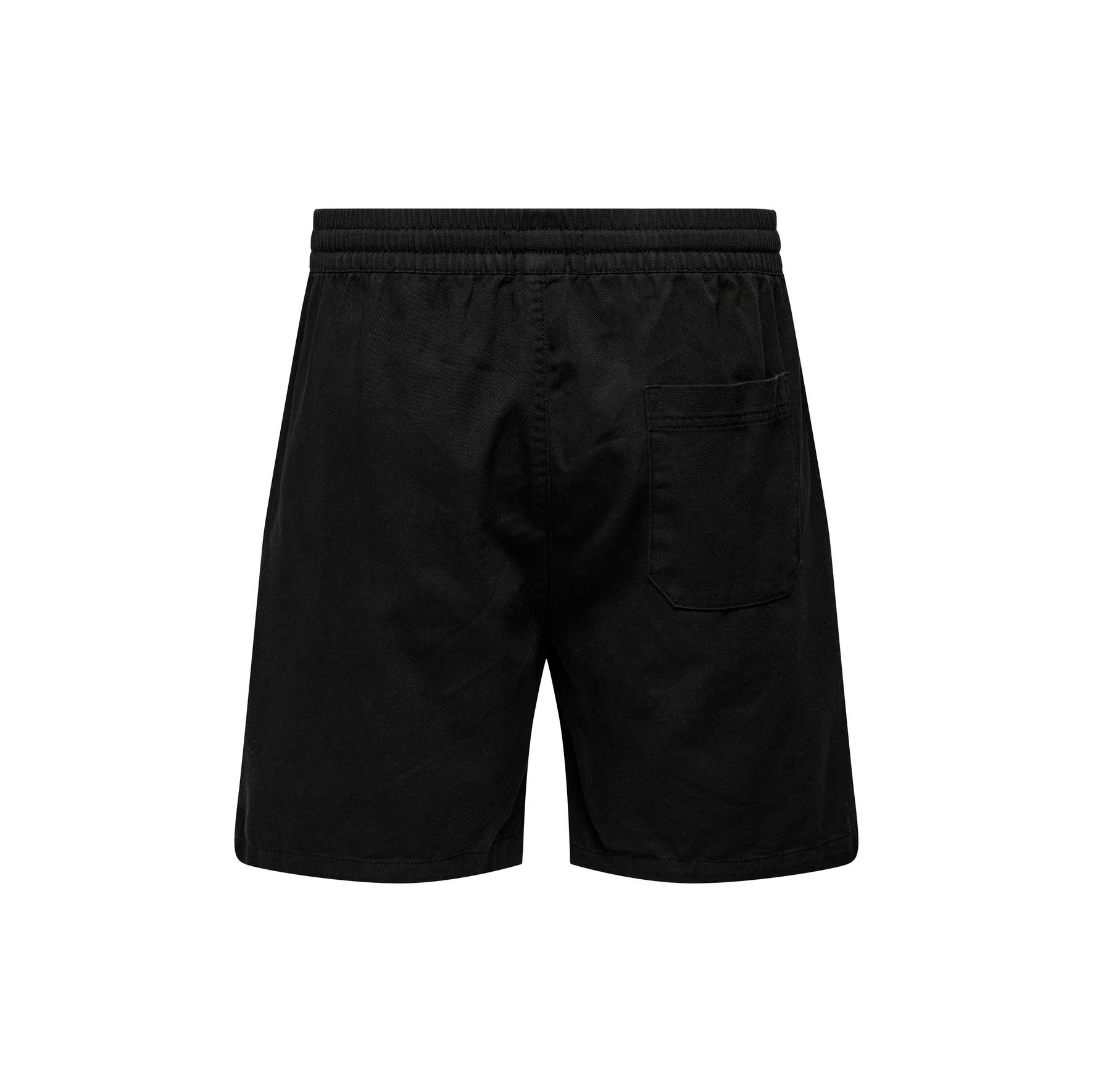 Calções pretos com cós elástico e bolso traseiro