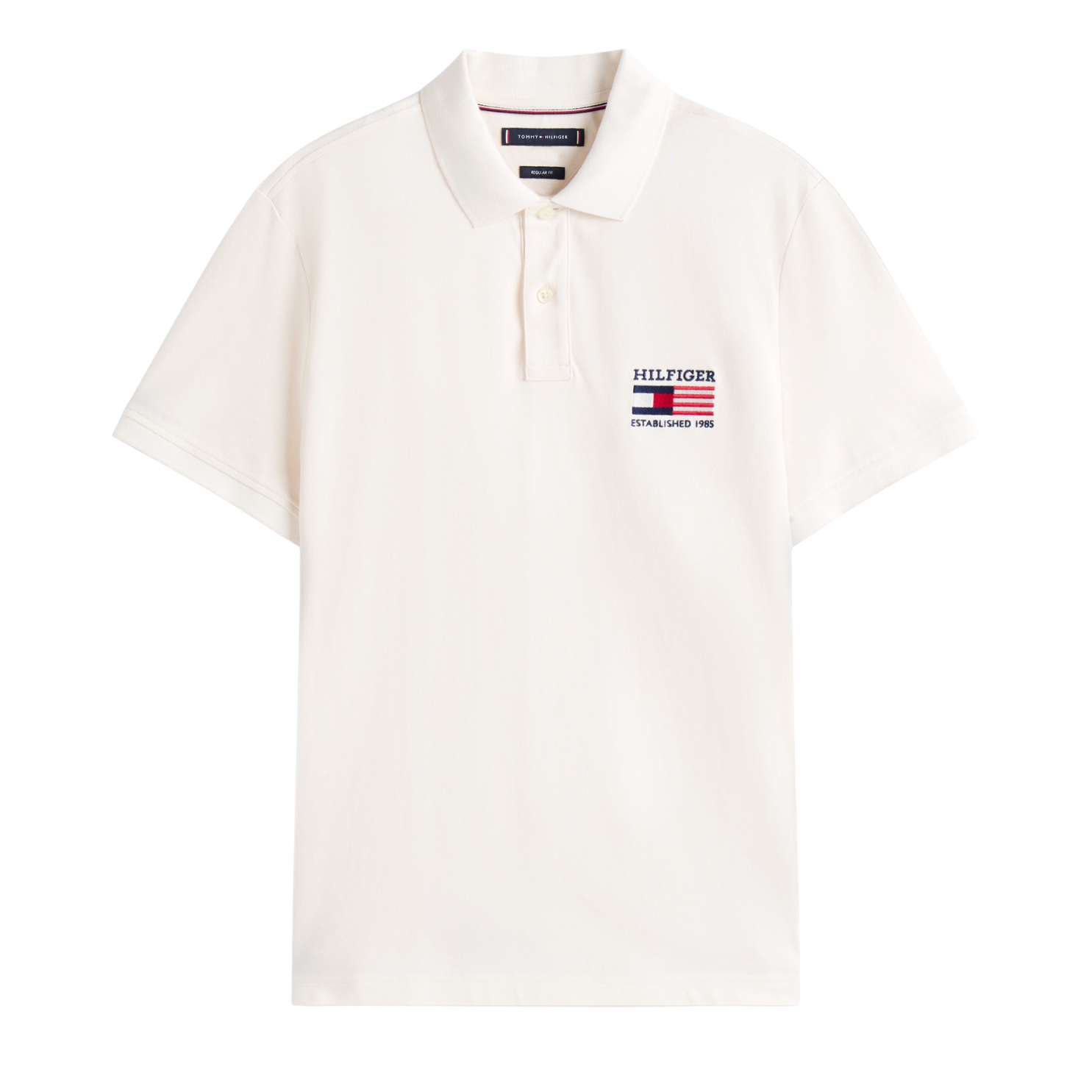 Polo branco masculino com logótipo HILFIGER ESTABLISHED 1985