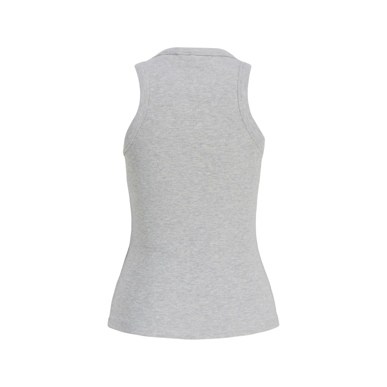 Top feminino cinzento claro sem mangas e gola