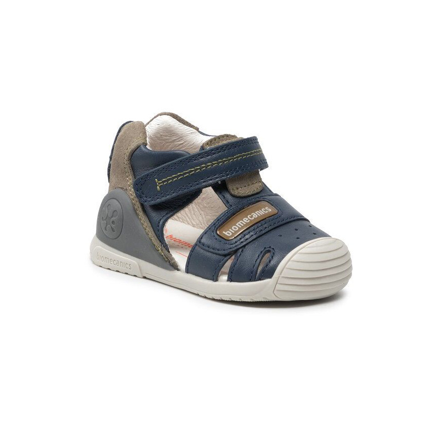 Sapatilha infantil azul com fecho de velcro e sola branca