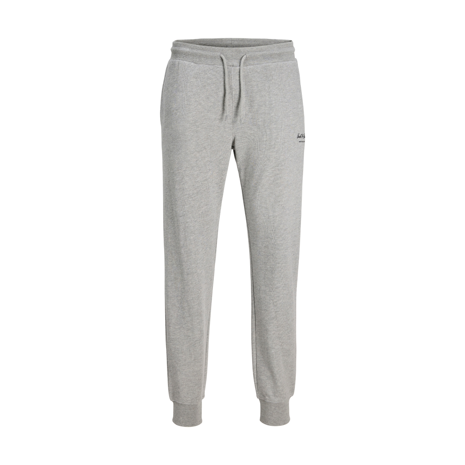 Calças jogger cinzento claro com cordão e logo preto