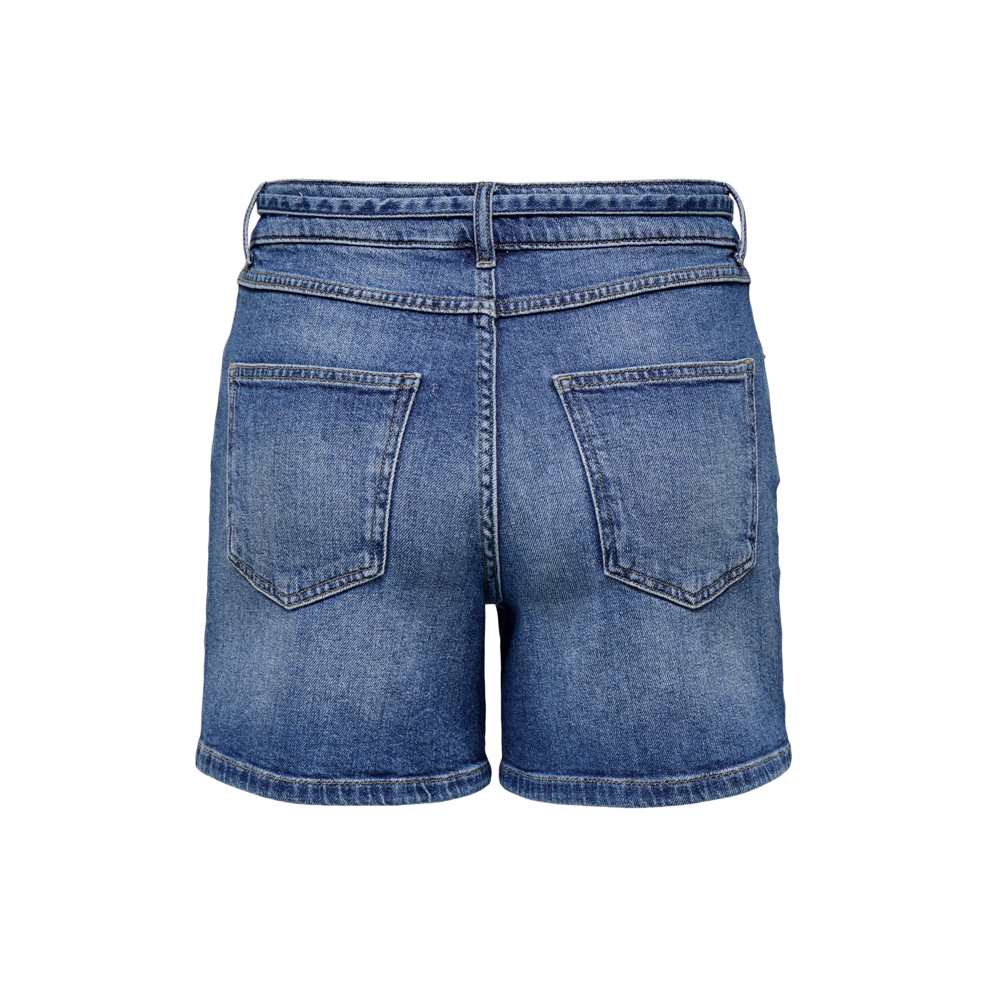 Calções de ganga azuis com bolsos traseiros quadrados