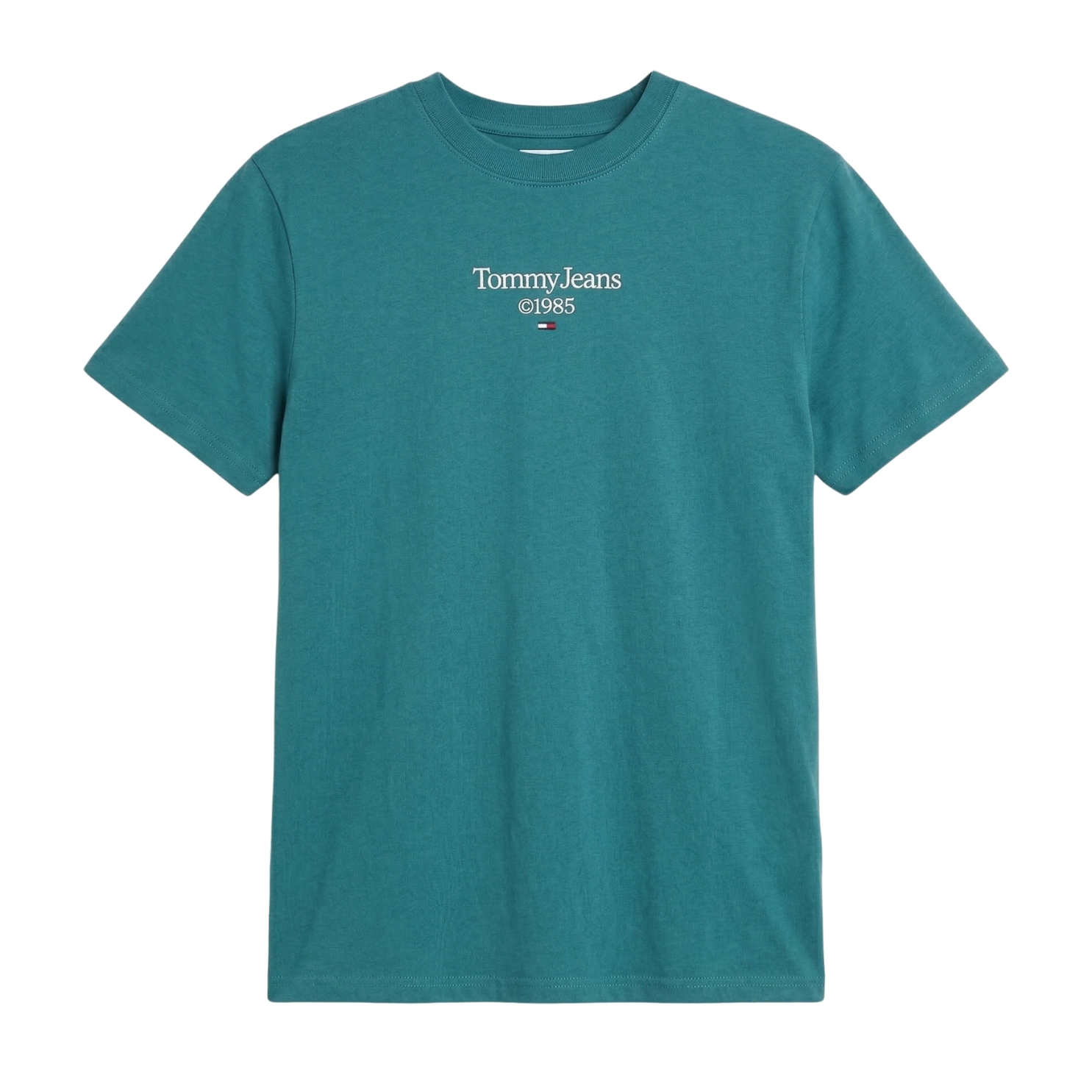 T-shirt azul-turquesa com texto Tommy Jeans e logótipo no peito
